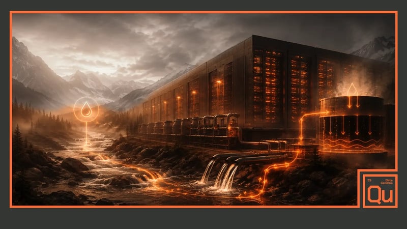 Artist rendering of data center consuming water