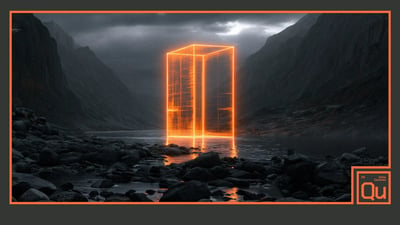 Digital image of a orange tower over a landscape 